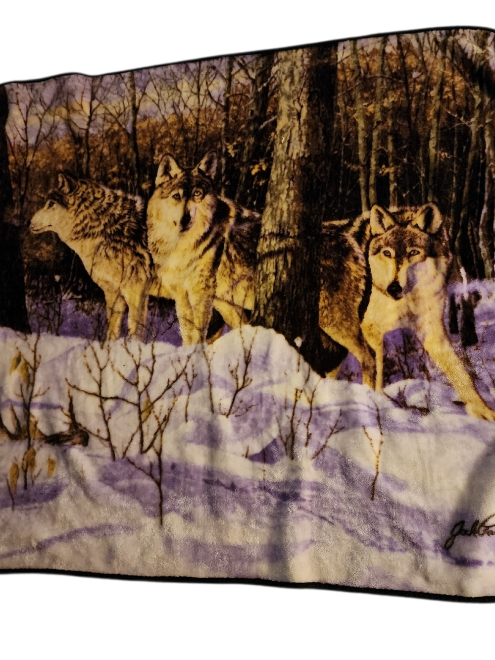 Wildlife Wolves Fleece Throw Blanket - Brown & White